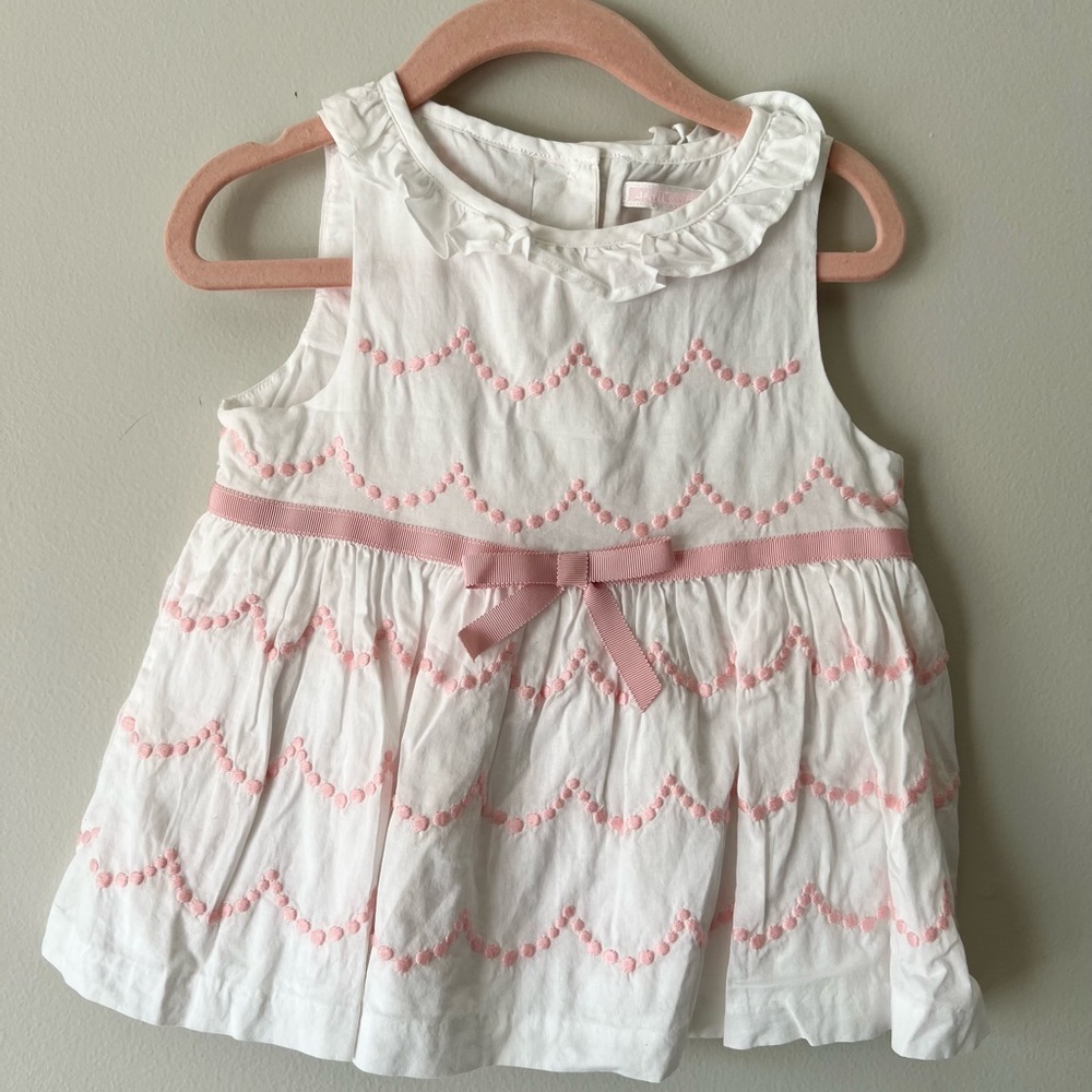 Janie and Jack pink and white embroidered ruffle top size 3